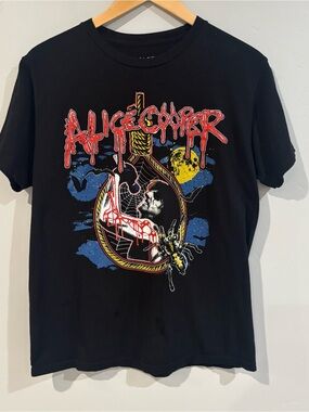 Vintage Alice Cooper T-Shirt Noose And Dripping Red Text SZ Medium